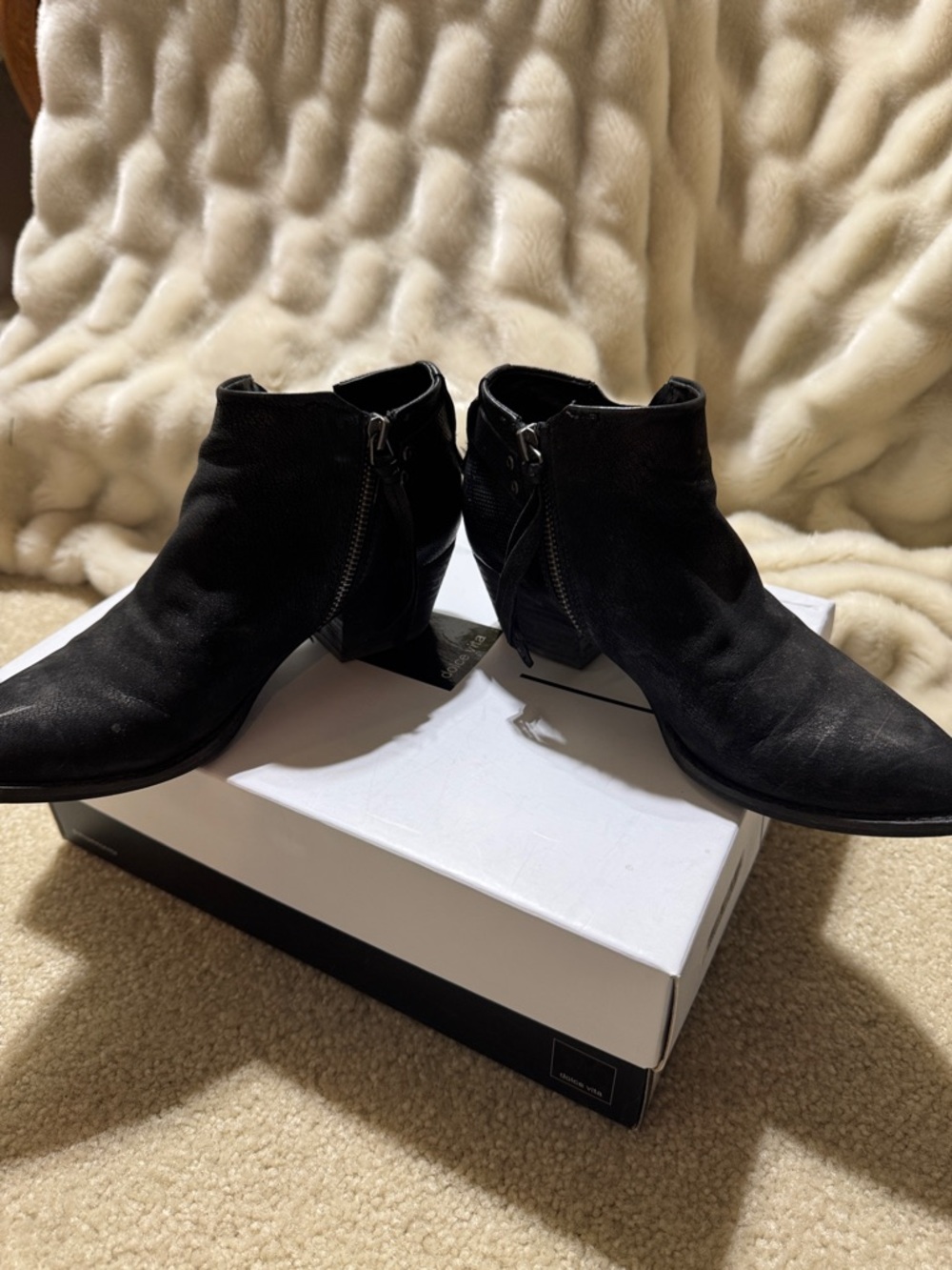 Dolce Vita Black Leather Ankle Booties with Side Buckle - Picture 4 of 7